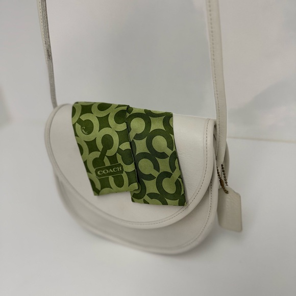 COACH VINTAGE Casey Bag in Bone White with Green Scarf - Picture 15 of 15